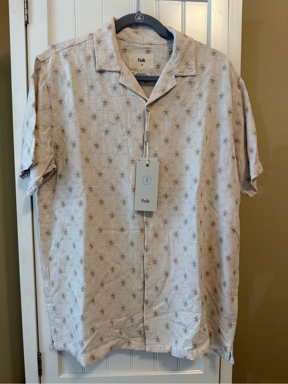 Folk London Comet Embroidered Linen Blend Shirt NWT M — $181 MSRP